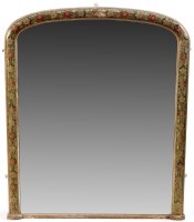 Lot 1365 - A 19th Century arched overmantel mirror, the...