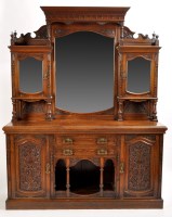 Lot 1367 - A Victorian oak sideboard, the mirror panel...