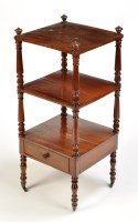 Lot 1381 - A Victorian rosewood three-tier whatnot, each...