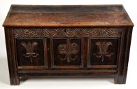Lot 1388 - A late 17th Century oak blanket box, the...