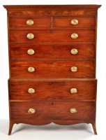 Lot 1391 - A George III mahogany chest-on-chest, the...