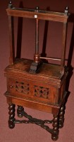 Lot 1410 - A Dutch oak book press, the rectangular top...