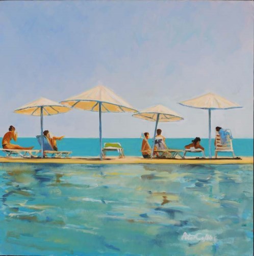 Lot 166 - Peter Collins (1938-) ''POOLSIDE'' signed;...