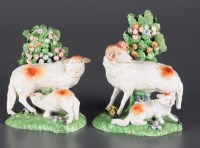 Lot 294 - Derby: a ram and ewe suckling a lamb, a pair...