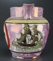 Lot 369 - A pink lustre and enamelled jug, by the...