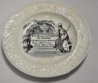 Lot 403 - Queen Caroline: a moulded child's plate,...