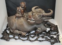 Lot 468 - A carved hardwood water buffalo, late 19th...