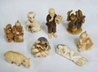 Lot 496 - A collection of ivory netsuke, including: a...