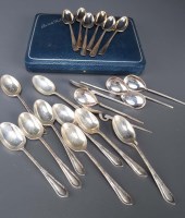 Lot 527 - Nine George V coffee spoons, by Walker & Hall,...