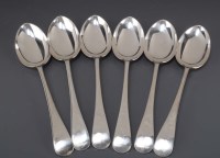 Lot 543 - Six George V dessert spoons, by Atkin Bros.,...