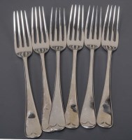 Lot 544 - Four George V dessert forks, by Walker & Hall,...