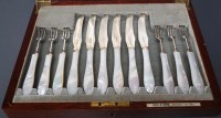 Lot 573 - Six George V fruit knives and matching forks,...