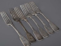 Lot 590 - Six George IV table forks, by William Chawner...