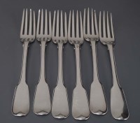 Lot 610 - Six William IV table forks, probably by Hyam...