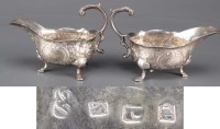 Lot 624 - A pair of George II sauce boats, by George...