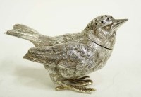 Lot 709 - A George V garden bird pattern pepperette, by...