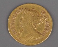 Lot 731 - A Queen Anne gold guinea, dated 1714, 8.2grs.