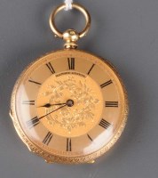 Lot 749 - A gentleman's 18k open faced pocket watch,...