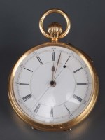 Lot 763 - A gentleman's 18ct. gold open faced centre...