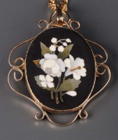 Lot 780 - A Victorian pietra dura and gold pendant,...