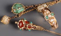 Lot 806 - A turquoise and pearl ring, c.1880, the broad...