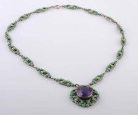 Lot 807 - An Arts & Crafts silver amethyst and enamel...