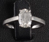 Lot 820 - A single stone diamond ring, the oval...