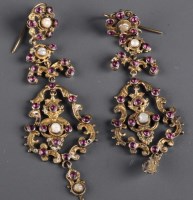 Lot 822 - A pair of early Victorian enamel, pearl and...