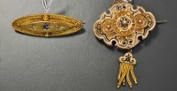 Lot 835 - A gold, pearl and enamel pendant brooch,...