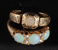 Lot 837 - A late Victorian opal and diamond ring, the...