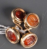 Lot 842 - A pair of Victorian carnelian and gold...