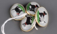 Lot 846 - A pair of enamel and crystal cufflinks, the...