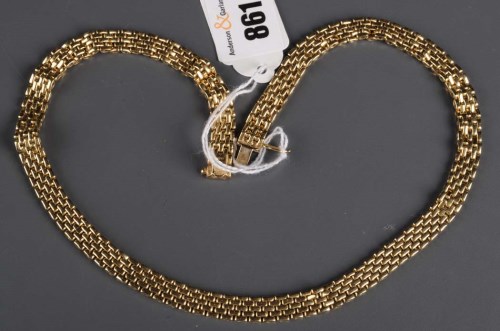 Lot 861 - An Italian gold necklace, composed of five...