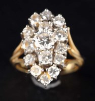 Lot 888 - A diamond cluster ring, the fifteen brilliant...