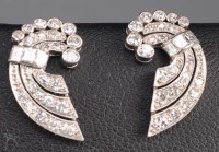 Lot 895 - A pair of diamond earrings, c.1940, each of...