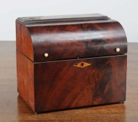 Lot 1015 - A Georgian mahogany decanter box, the dome...