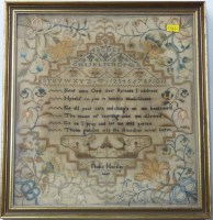 Lot 1022 - An early 19th Century sampler, by Phebe...