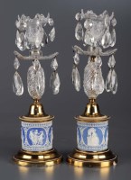 Lot 1027 - A pair of 19th Century blue Jasper ware brass...