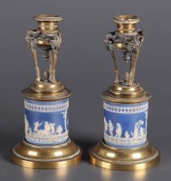 Lot 1028 - A pair of late 19th Century blue Jasper ware...