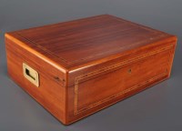 Lot 1034 - A cigar humidor, the top with inlaid stringing...