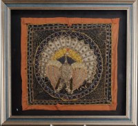 Lot 1040 - An eastern cloth, sequins and glass picture...