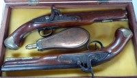 Lot 1075 - A pair of late 18th Century percussion pistols,...