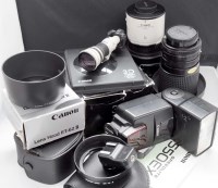 Lot 1138 - A Canon Speedlite 550EX; a Canon 2 x EF...