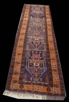 Lot 1244 - A Baluch runner, the blue field decorated with...