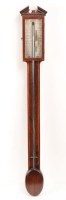 Lot 1277 - A mahogany and boxwood strung stick barometer,...