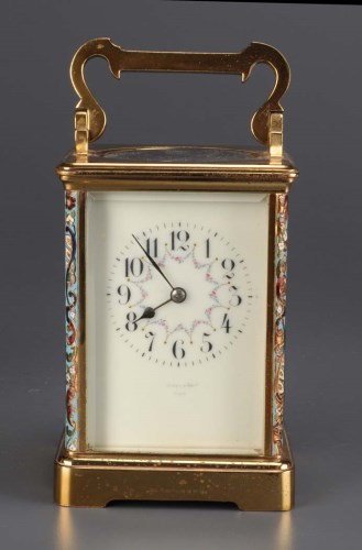 Lot 1279 - A French brass and cloisonne carriage clock,...