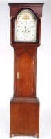 Lot 1285 - A Georgian oak longcase clock, with painted...