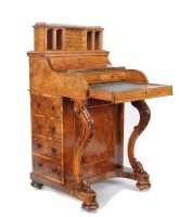 Lot 1305 - A fine Victorian burr walnut Davenport, with...