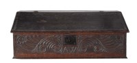 Lot 1335 - A late 17th Century rectangular oak bible box,...