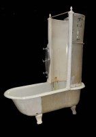 Lot 1337 - A Victorian canopy bath, raised on scrolled...